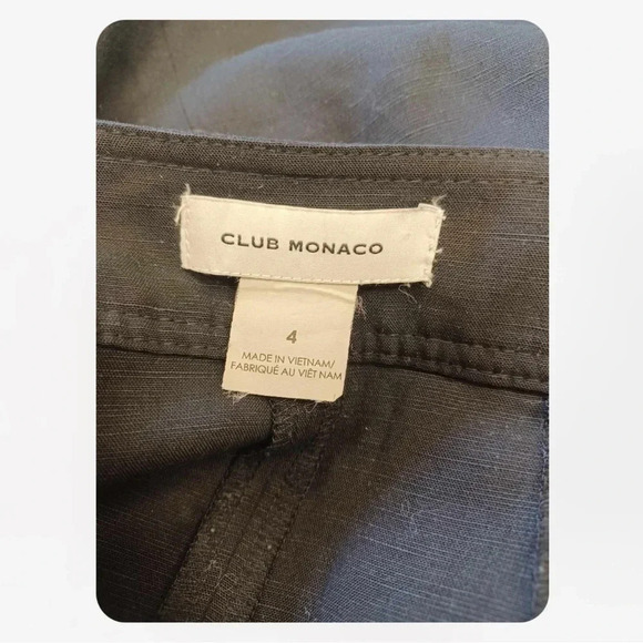 Club Monaco Linen Blend Black Wide Leg Palazzo Capri Pants Size 4 - Picture 7 of 9